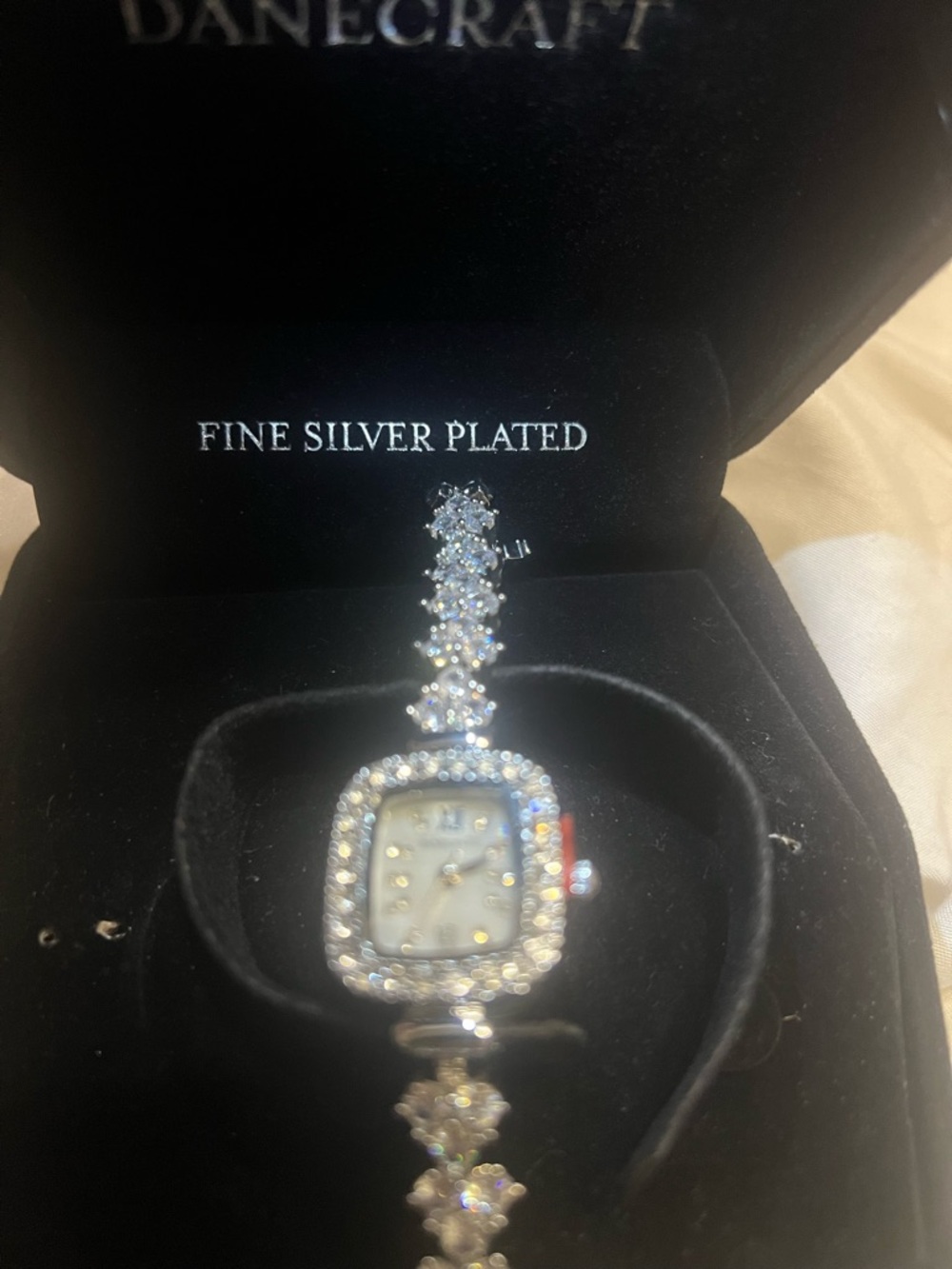 Danecraft Silver-Plated Analog Crystal Women's Bracelet Watch NWT